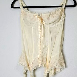 Vintage Victoria's Secret White and Pink Corset Top Size 36 B RARE
